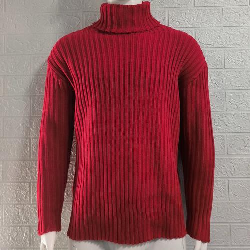 Men's solid color slim knit top autumn and winter new sweater