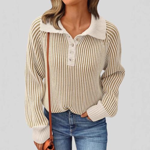 Polo collar sweater autumn and winter casual pullover raglan sleeve sweater women