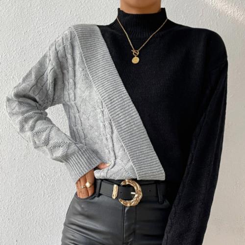 Autumn and winter women's sweater casual semi-high collar pullover twist sweater