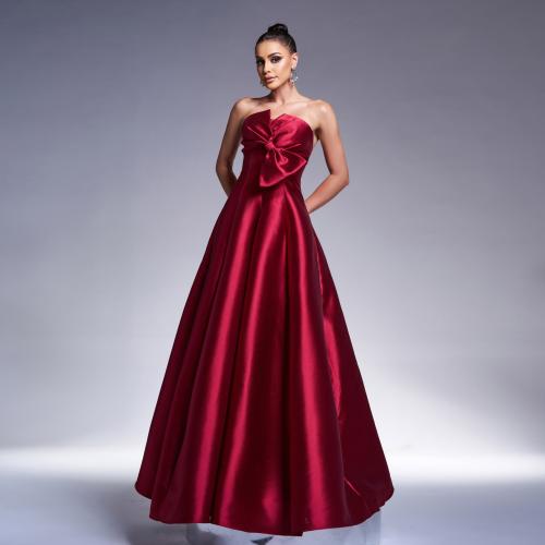 High-end Elegant Tight Waist Chest Wrap Long Banquet Evening Dress Bridesmaid Dress