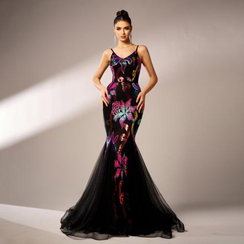 High-end Elegant Sexy Long Sequin Banquet Fishtail Evening Dress Bridesmaid Dress