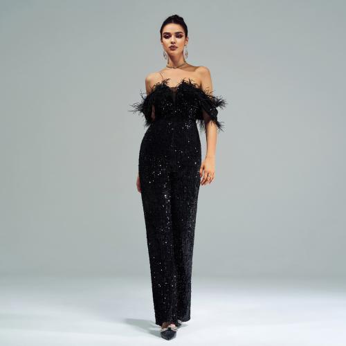 Women's High-end Elegant Sexy Long Sequin Banquet Pants Evening Dress Bridesmaid Dress