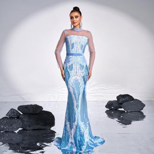 Polyester Long Evening Dress Sequin PC