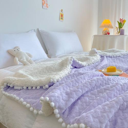 Lamb blanket double-layer thickened leisure blanket rabbit velvet sofa blanket warm velvet nap blanket