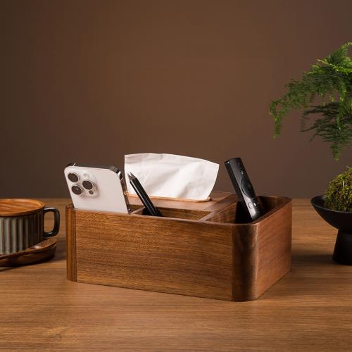 Black Walnut Solid Wood Tissue Box Living Room Remote Control Mobile Phone Storage Box Household