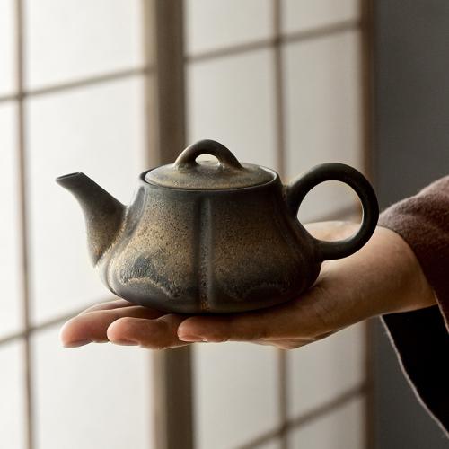 Retro pottery teapot ceramic single pot Kong Fu tea set single pot filter tea pot