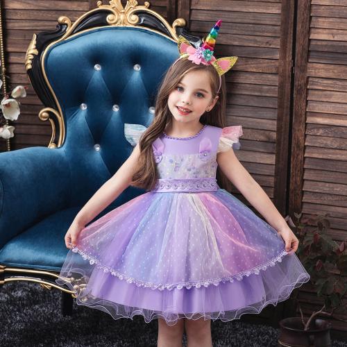 New Children's Princess Dress Performance Dress Girl's Mesh Pouch Dress