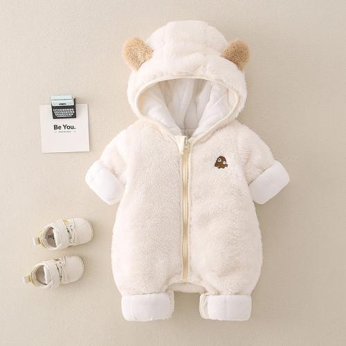 Baby autumn and winter jumpsuit double-sided velvet warm cotton-padded coat cotton-padded