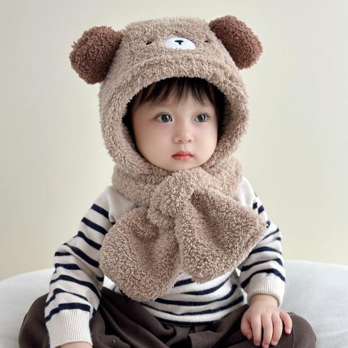 Children's hat scarf boys and girls padded warm plush windproof ear protection cap