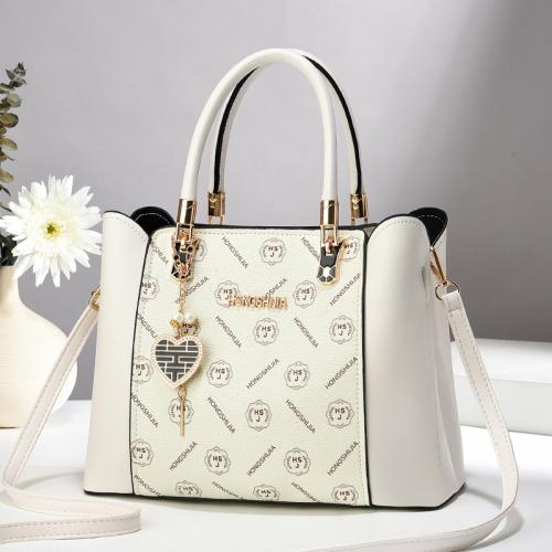 PU Leather Handbag with hanging ornament & large capacity & attached with hanging strap PC