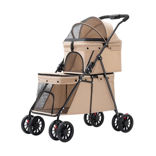 Double layer pet cart light weight foldable small pet outdoor cart