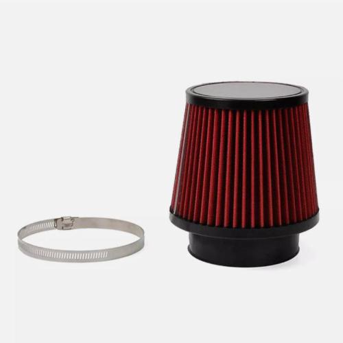 Red 4inch Inlet Truck Air Filter Dry High Flow Clamp-On Round Cone Air Intake Kit