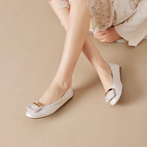 Spring and Autumn New Style All-match Flat Shoes Shallow Mouth Soft Sole Non-slip Women's Bean Shoes