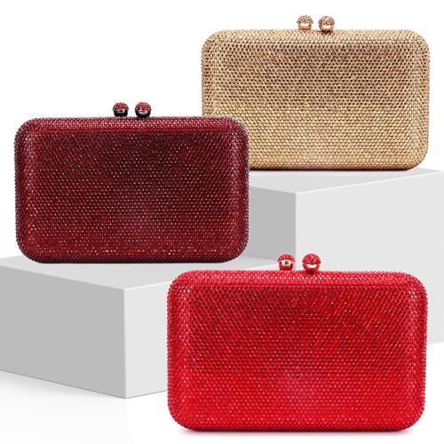 PU Leather hard-surface & Easy Matching Clutch Bag durable & attached with hanging strap & with rhinestone PU Leather PC