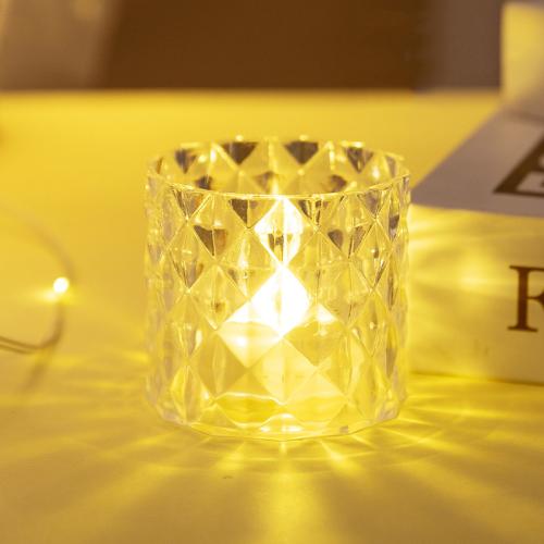 Square crystal candle light LED simulation electronic candle round candle Cup lantern night light