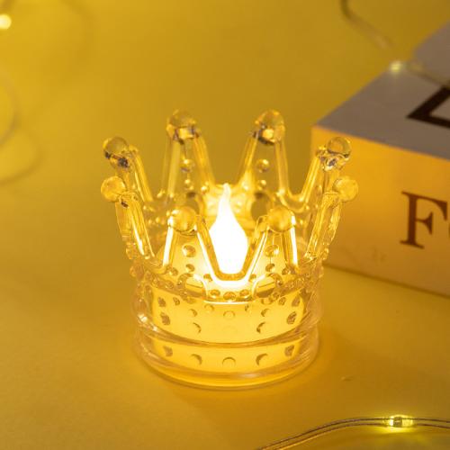 LED electronic candle crown light Crown water drop core transparent candle holiday lantern night light