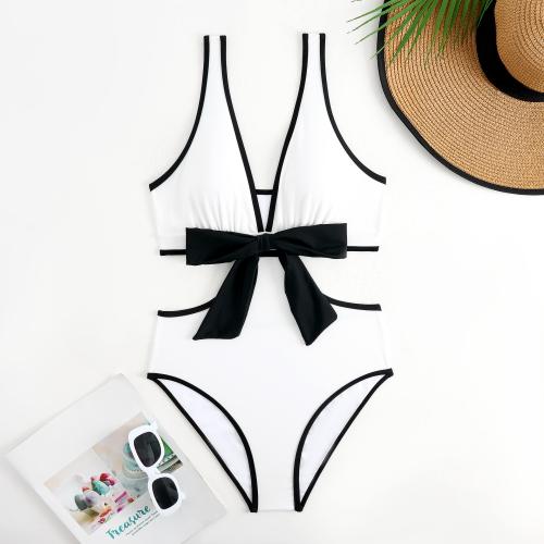 Polyester Monokini flexible & backless & hollow Solid white PC