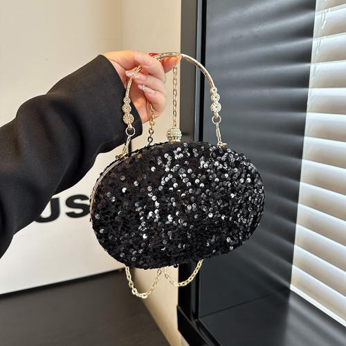 PVC & Sequin Evening Party Handbag with chain & attached with hanging strap PC