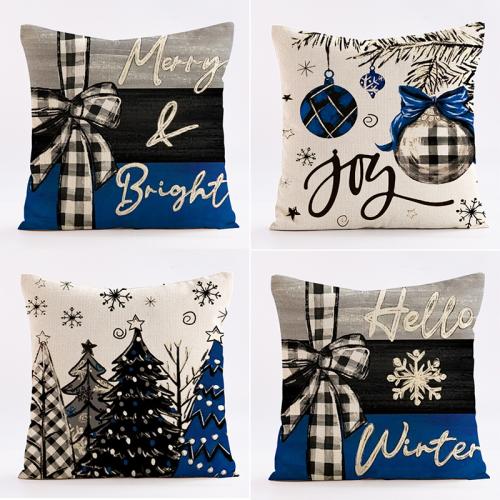 Hot Sale Christmas Snowman Printed Pillow Case Cushion Car Sofa Cushion Cover Pillow Case