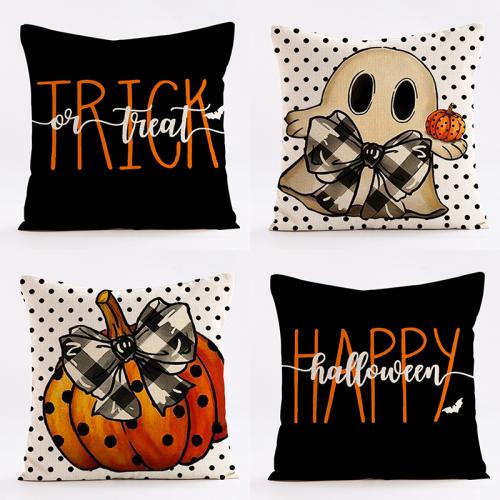 Halloween temu New Pillow Case Home Cushion Printed Linen Pillow Case