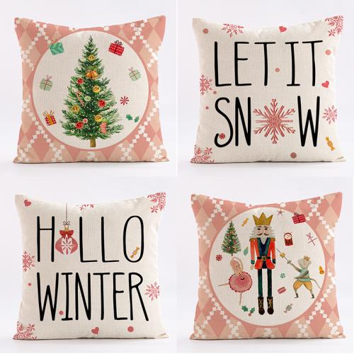 Hot sale Christmas tree pink printed pillow cover cushion car sofa cushion cover pillow