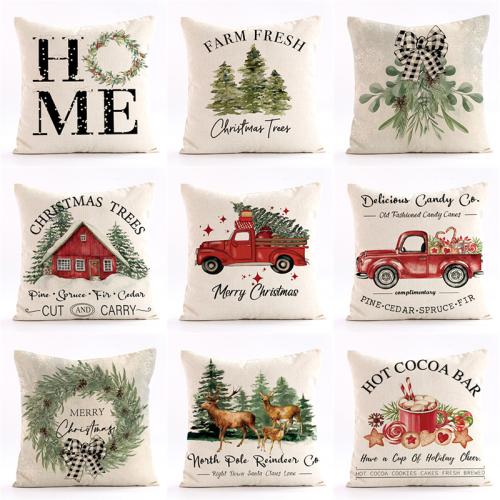 Linen Soft Pillow Case christmas design printed PC