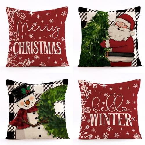 Linen Soft Pillow Case christmas design printed PC