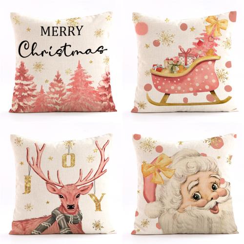 Linen Soft Pillow Case christmas design printed PC