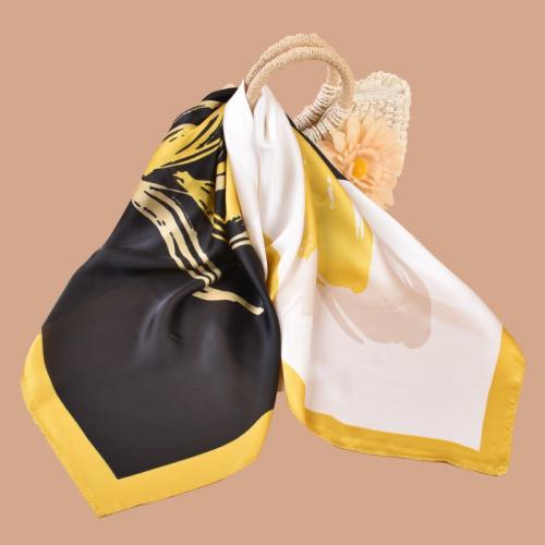 New vintage flower 70 satin chiffon printed scarf imitation silk square scarf sunscreen scarf