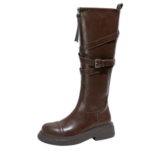 Black Two-way wear Strap Boots Women's Boots New Autumn and Winter Vintage High Boots