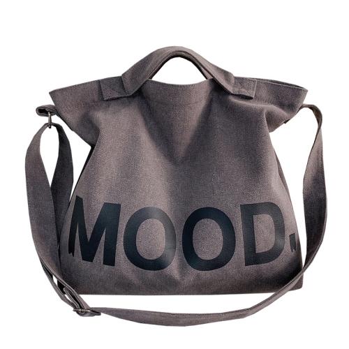 Solid Color Letter Printed Canvas Bag Trendy Men's Canvas Bag Large Capacity Tote Bag