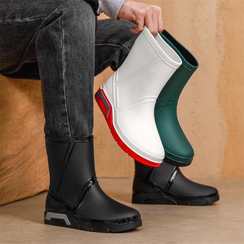 Rubber & PVC & Cotton Rain Boots hardwearing & anti-skidding Solid Pair