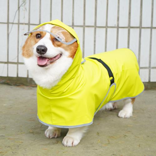 Cuero de la PU Impermeable perro, Sólido, amarillo,  trozo