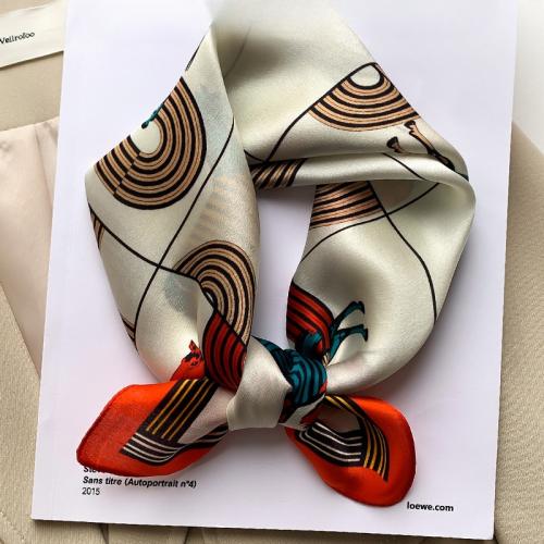 New Decorative Silk Small Square Scarf Women's Letter Decorative Scarf Fashionable Silk Small Scarf