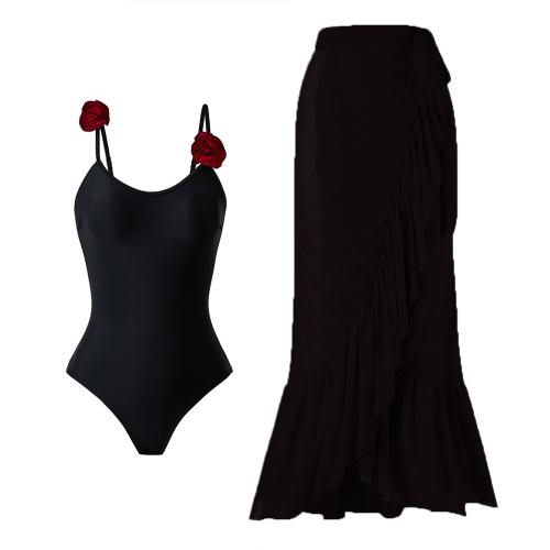 Polyester One-piece Swimsuit & two piece & breathable Solid Set