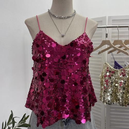 Hot girls sexy nightclub bling glittering sequins V-neck camisole sleeveless jacket