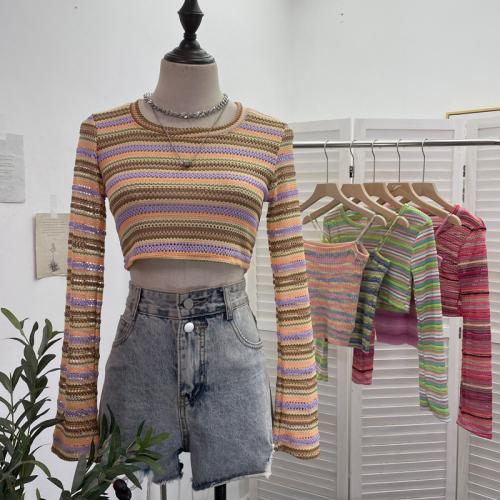 Acryl Vrouwen lange mouw T-shirt Striped meer kleuren naar keuze : stuk