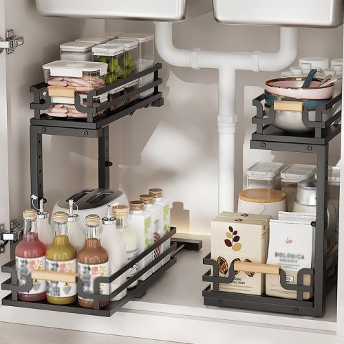 Kitchen Sink Storage Rack Bathroom Layered Rack Multi-functional Pull-out Multi-layer Storage Rack