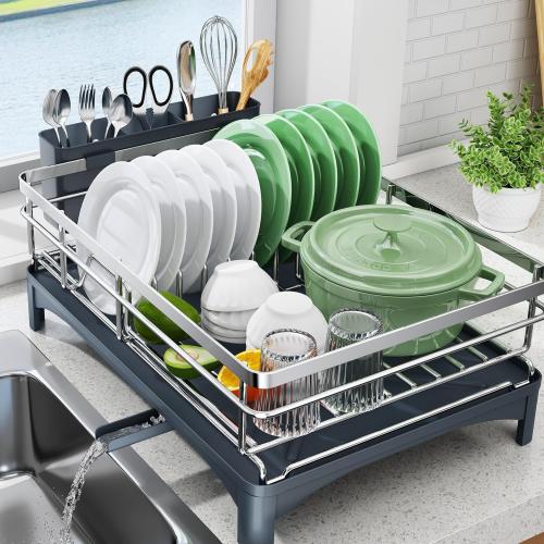 Kitchen Drain Rack Household 304 Stainless Steel Tableware Storage Box Large Capacity Table Top Rack