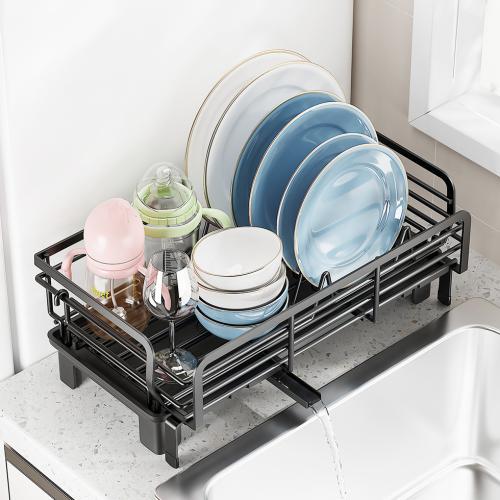 Kitchen Dishes Storage Rack Household Tableware Storage Rack Draining Basket Dishes Retractable