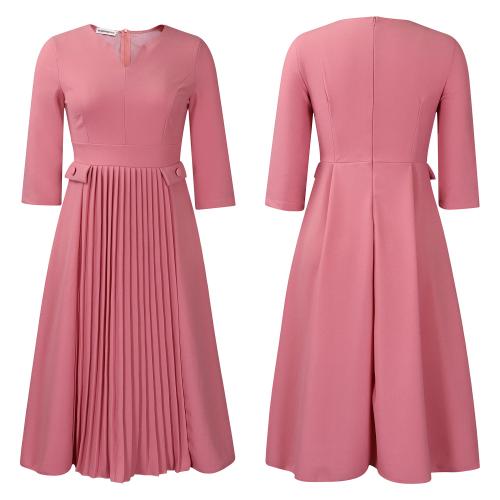 Autumn New Fashion Elegant Solid Color Pleated plus size dress