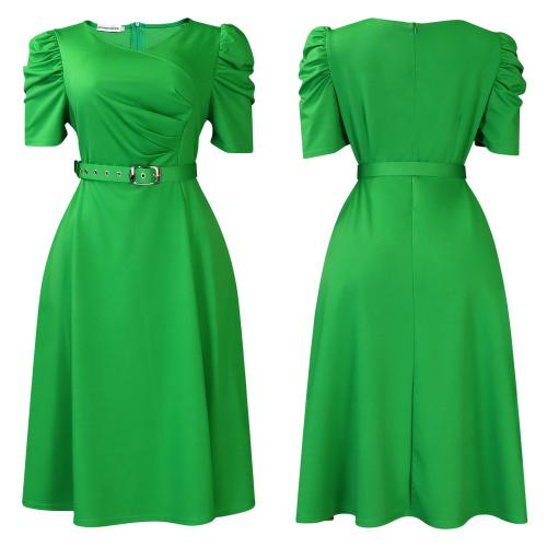 Women's Summer New Fashion Elegant V-neck Pleated Large Dress