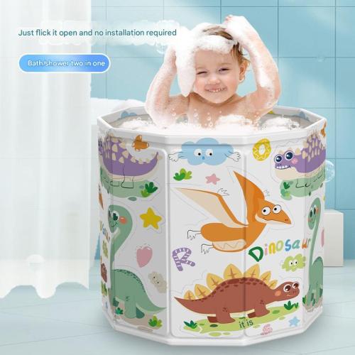 Installation-Free Folding Happy Dinosaur Bath Bucket Household Bath Bucket Children's Portable Bath Bucket