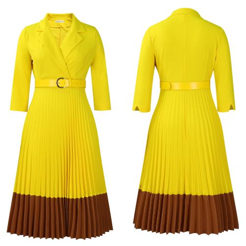 Fashion women's suit collar fashion OL elegant pleated dress