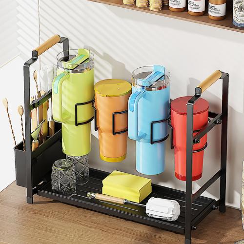 Large Capacity Cup Holder Multi-function Kitchen Double-layer Household Storage Rack