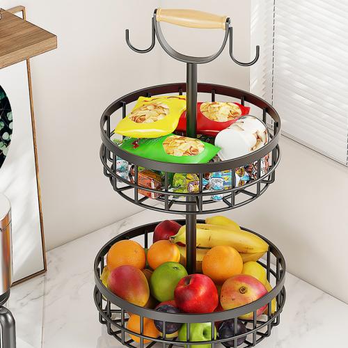 Iron double-layer fruit basket multi-layer removable Nordic fruit storage basket