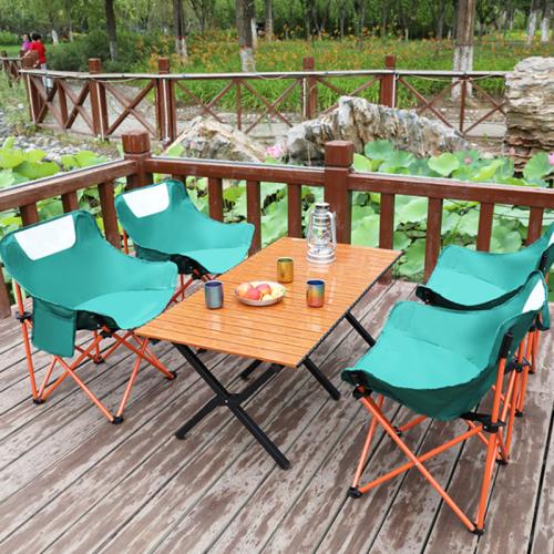 Outdoor Folding Table and Chair Set Titanium Steel Table Portable Camping Picnic Table and Chair