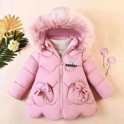 Girls Cotton Coat New Mid-length Children's Thickened Coat Winter