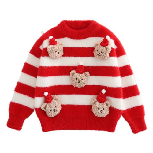 Children's Sweater Autumn and Winter New Knitwear Round Neck Thickened  Red New Year Sweater