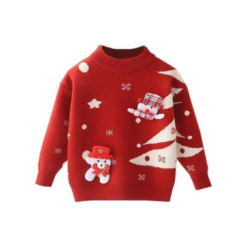 Children's Sweater Clothes New Christmas Red New Year Thickened Knitted Sweater